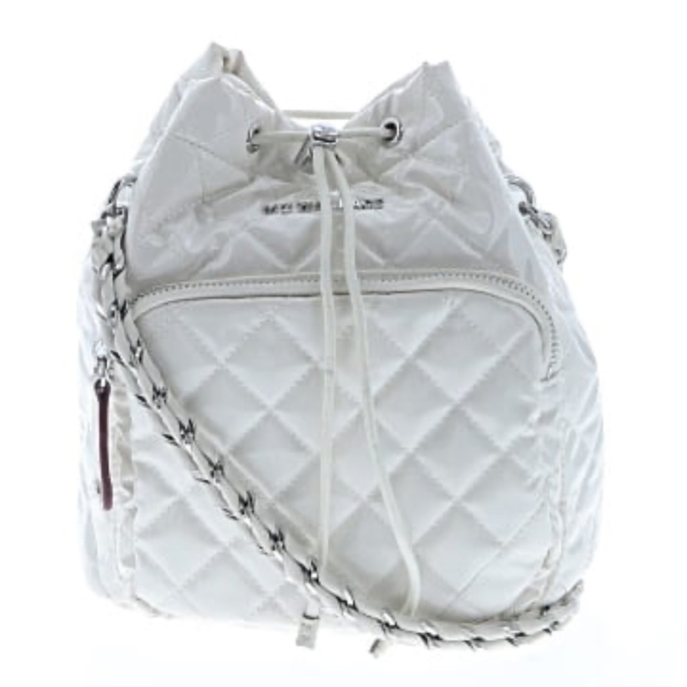 MZ Wallace Lacquer Crosby Bucket Bag Drawstring lacquer Pearl White Metallic - Picture 5 of 13